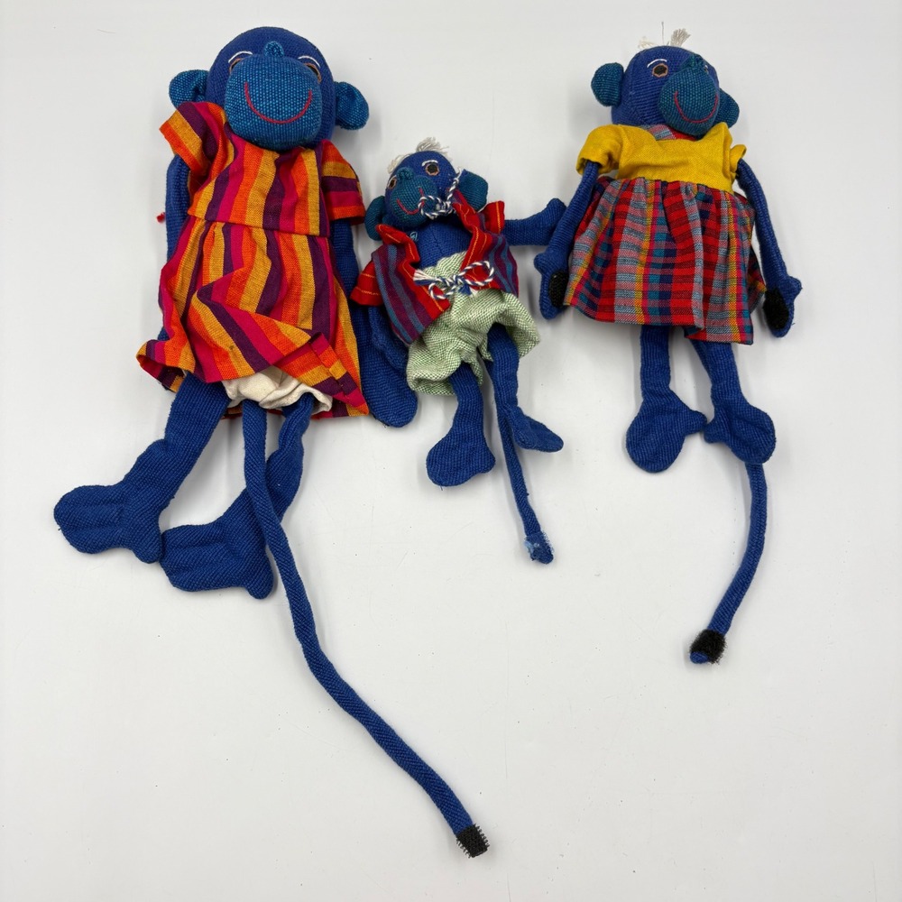 Vintage Barbara Sansoni Barefoot Handwoven Cotton Monkey Family Lot 3